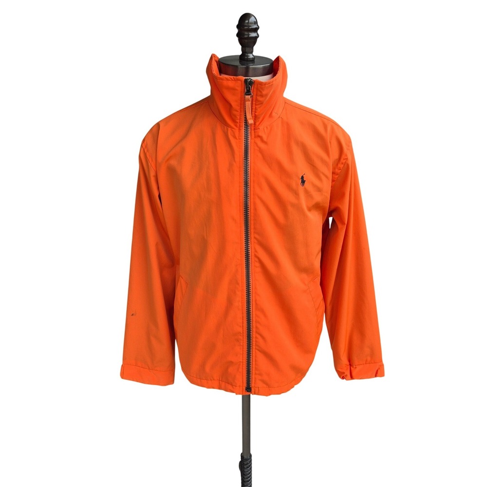 Polo Ralph Lauren Mens Orange Full Zip Windbreaker Jacket Pony Logo Sz M